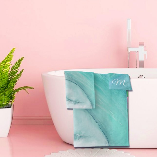 Wave Ocean Aqua Beach Blue Scène moderne (Créateur téléchargé)