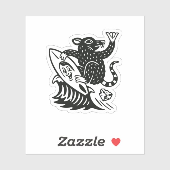 Wave Rat Shaka Funny Sticker (Feuille)