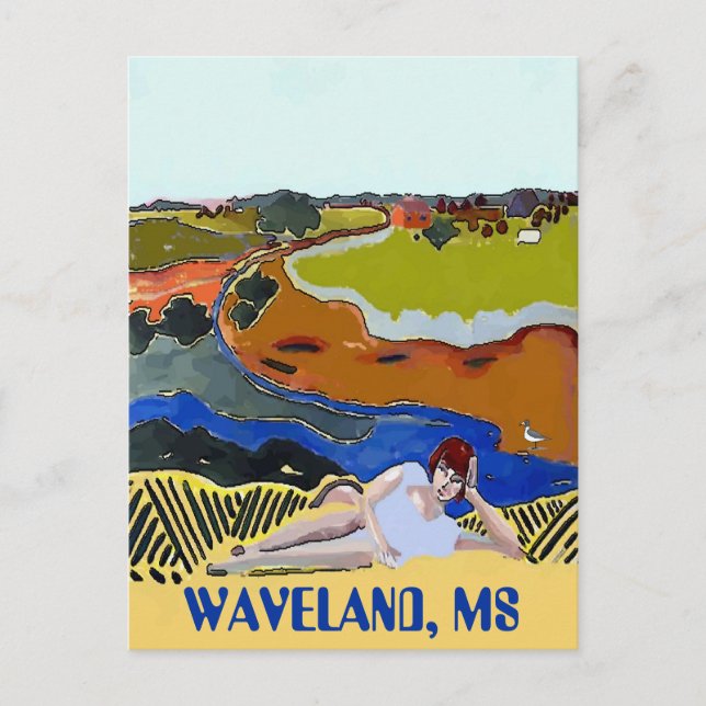 WAVELAND MS, Carte Postale de Style Rétro (Devant)