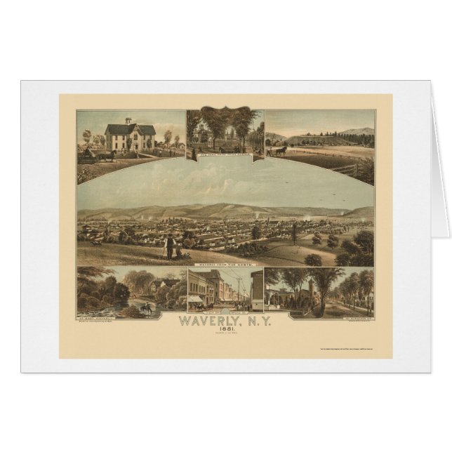Waverly, carte panoramique de NY - 1881 (Devant horizontal)
