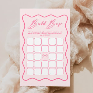 Wavy Pink Bow Fête des mariées Bingo Jeu