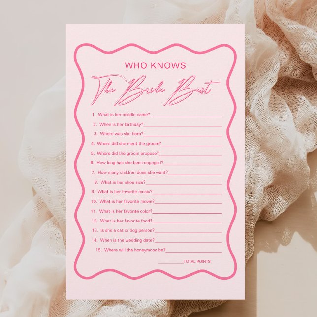 Wavy Pink Fête des mariées qui connaît la meilleur (Créateur téléchargé)