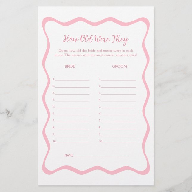 Wavy Pink Fête des mariées suppose le jeu de l'âge (Devant)