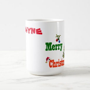 Wayne Nom Avec Pelouse Bowls Thème De Noël, Mug