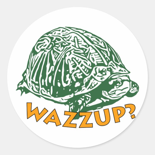 Wazzup - Sticker rond classique, brillant (Devant)