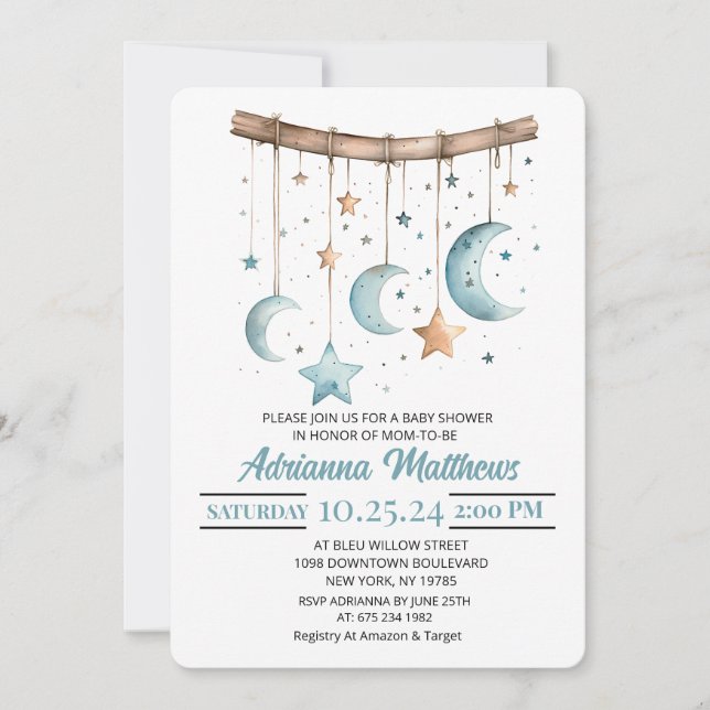 We are Over the Moon Baby Shower Invitation (Devant)