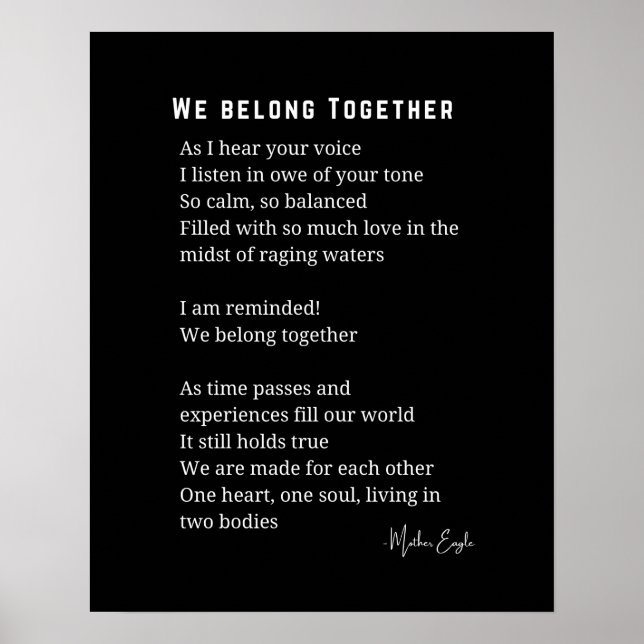 We Belong ensemble adore poème poster décoration m (Devant)