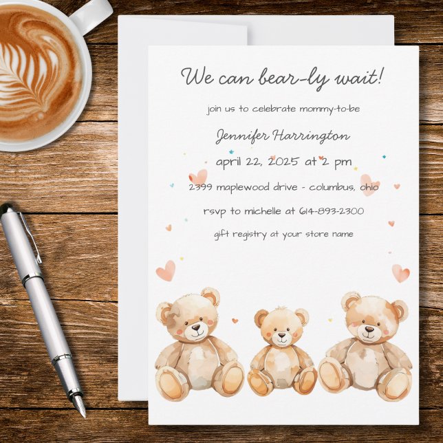 We Can Bear-ly Wait Baby Shower Invitation (Créateur téléchargé)