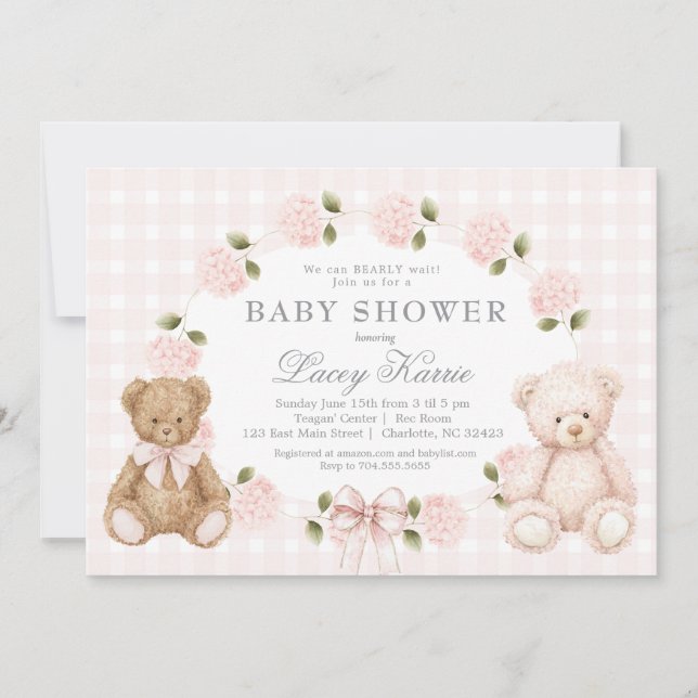 We can bearly wait baby shower invitation (Devant)