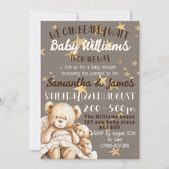 We can bearly wait baby shower invitation (Devant)