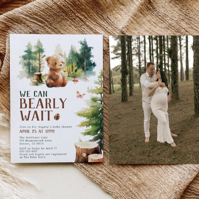 We Can Bearly Wait Baby Shower Invitation Photo (Créateur téléchargé)