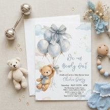 We Can Bearly Wait Boy Baby Shower Invitation