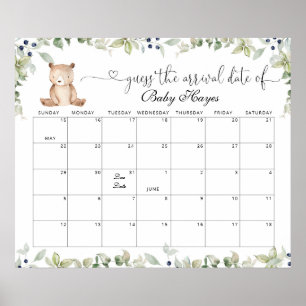 We can bearly wait due date calendar poster