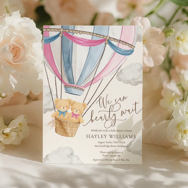 We Can Bearly Wait Twins Baby Shower Invitation (Créateur téléchargé)