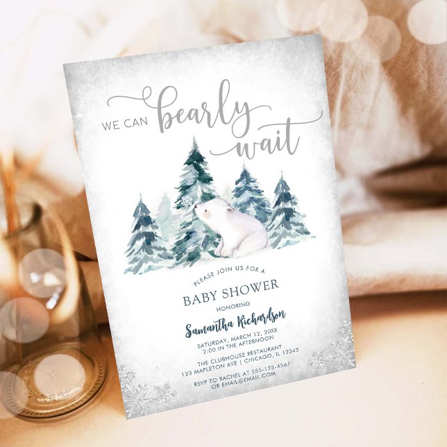 We Can Bearly Wait Winter Baby Shower Invitation (Créateur téléchargé)