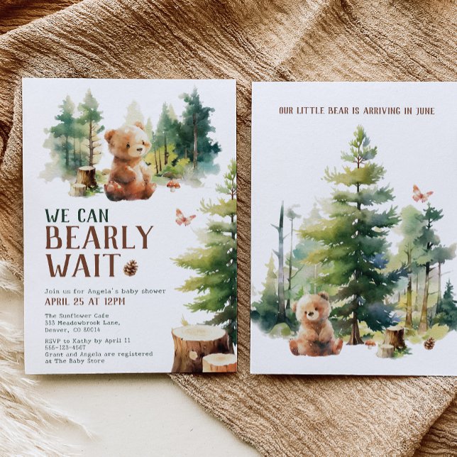 We Can Bearly Wait Woodland Baby Shower Invitation (Créateur téléchargé)