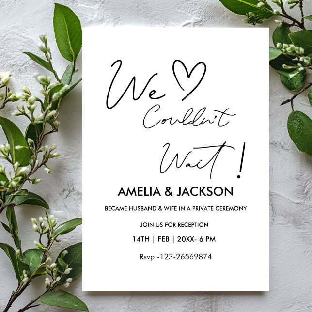 We Couldn’t Wait,Wedding  Reception Invitation  (Créateur téléchargé)