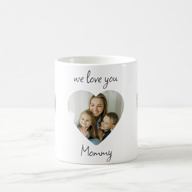 We Love You Mom - Custom Photos Heart Mug (Centre)
