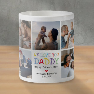 We Love You Papa Photo Collage Café Mug