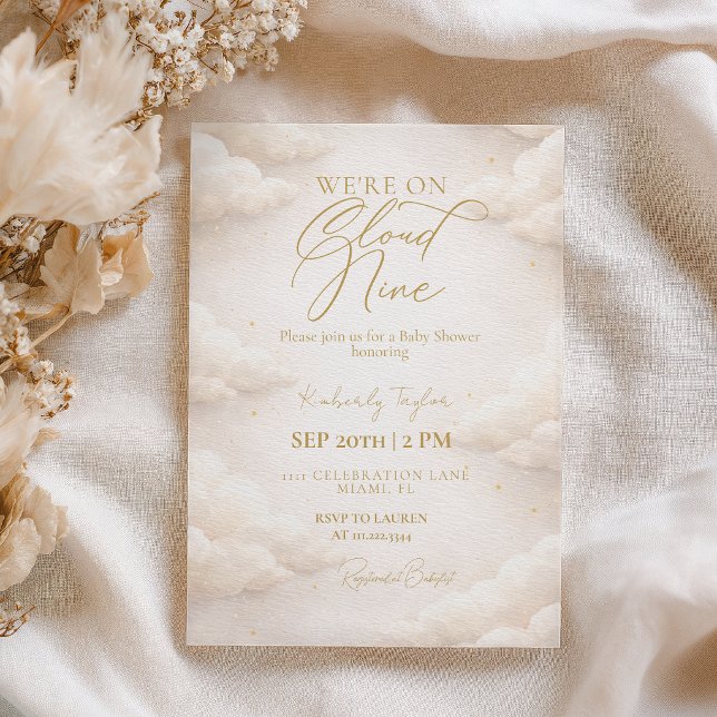 We’re on Cloud Nine Baby Shower Invitation (Créateur téléchargé)