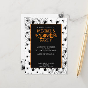 Web Black White Araignées Halloween invitation de
