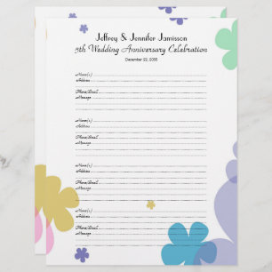 Wedding Anniversary Party Guest Book Sign-In Page