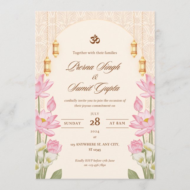 Wedding Card Invitation 5"7 inches cards (Devant)