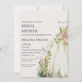 Wedding Dress Bridal Shower Invitation