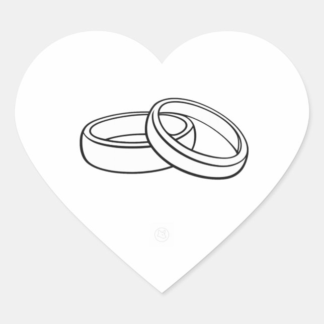 Wedding Envelope Sticker | Elegant Rings Heart (Devant)
