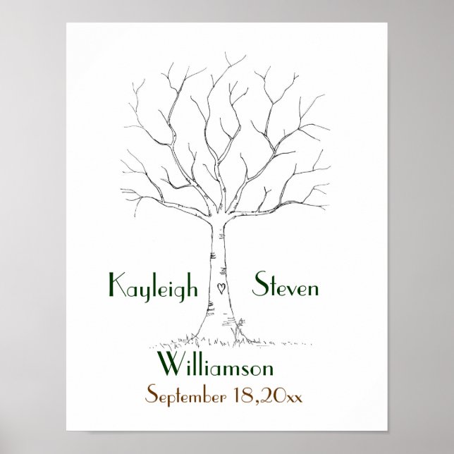 Wedding Fingerprint Tree Poster (Devant)