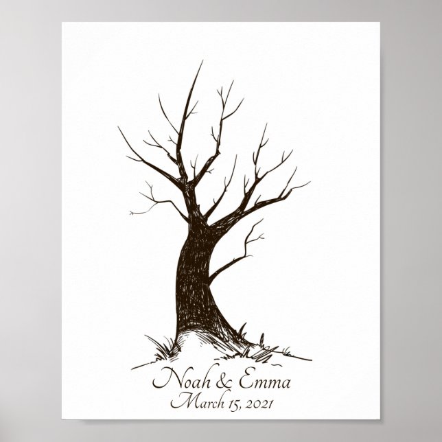 Wedding Fingerprint Tree Poster (Devant)
