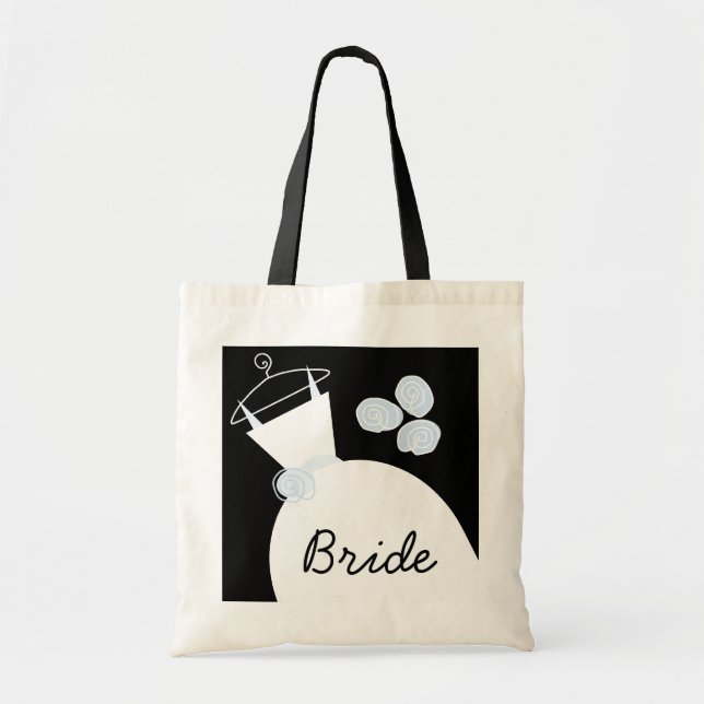 Wedding Gown Blue 'Bride' tote bag black (Devant)
