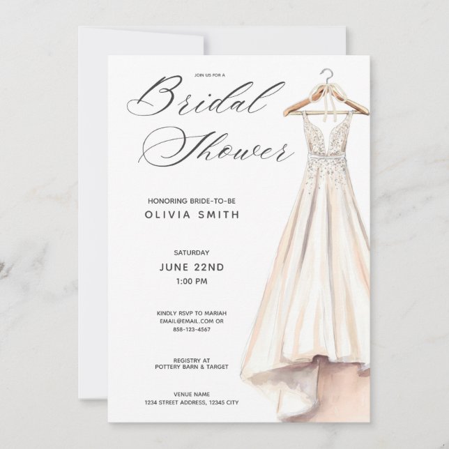 Wedding Gown Bridal Shower Invitation (Devant)