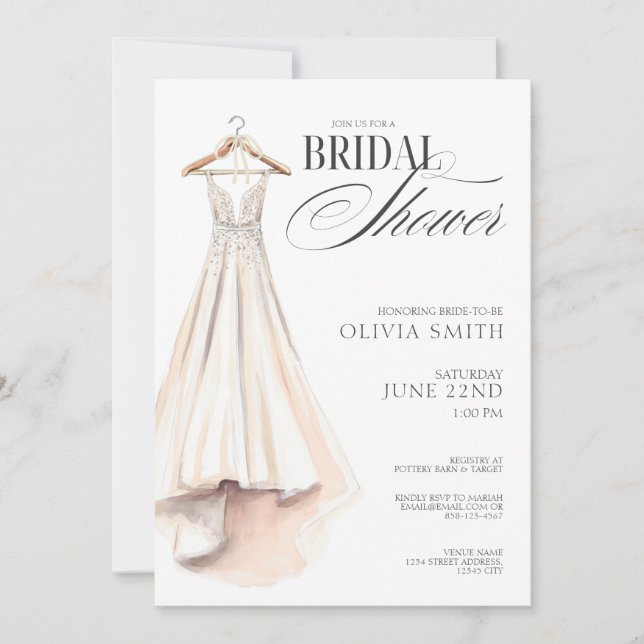 Wedding Gown Bridal Shower Invitation (Devant)