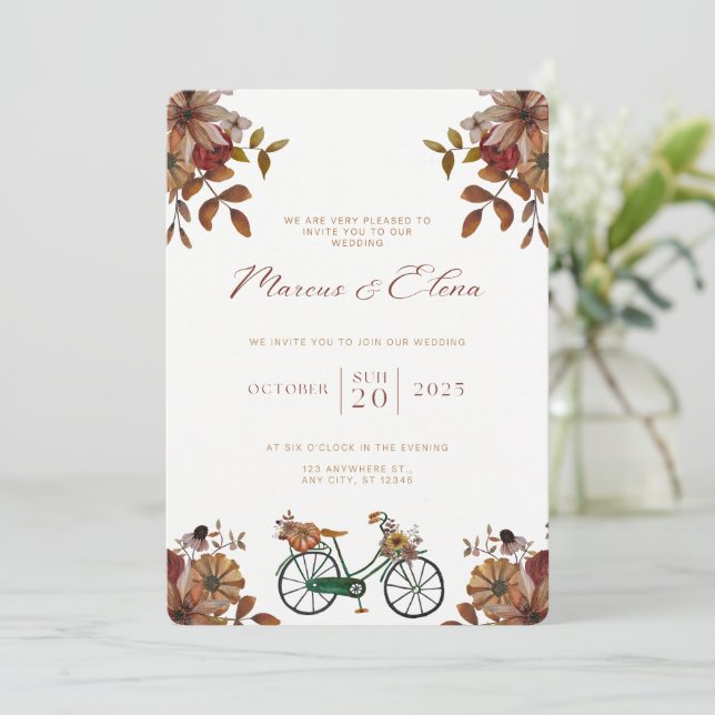 Wedding Invitation Beige Neutral Elegant Style (Debout devant)