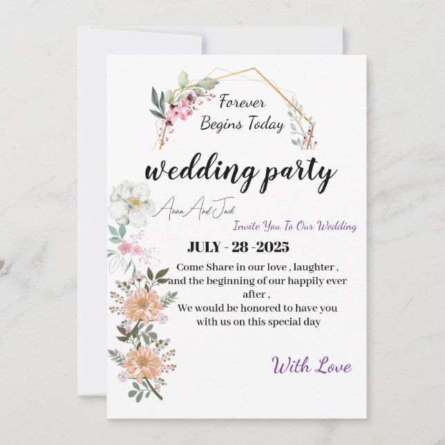 wedding invitation ,  card marriage invitation   (Devant)