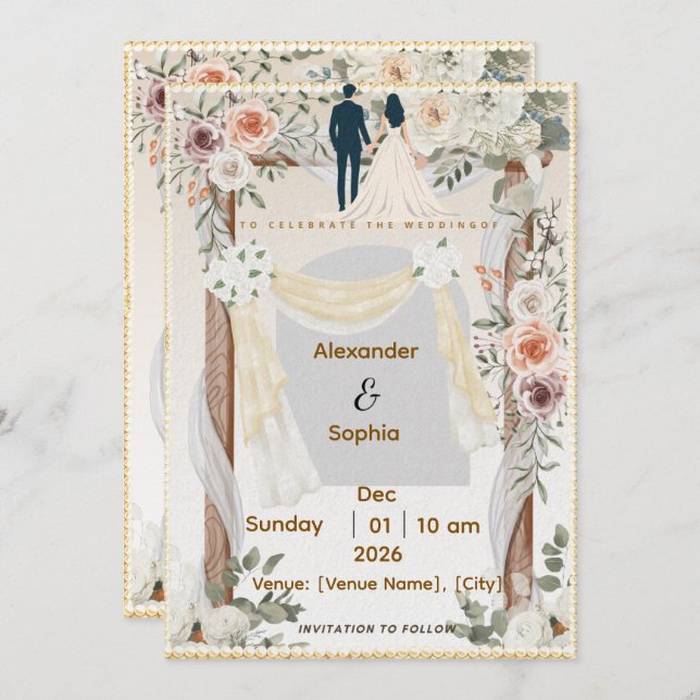 Wedding Invitation | Editable Modern Template (Devant / Derrière)