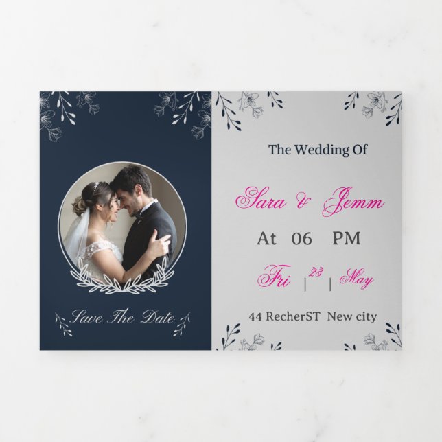 Wedding Invitation | Elegant Bride & Groom Illustr (Page de couverture)
