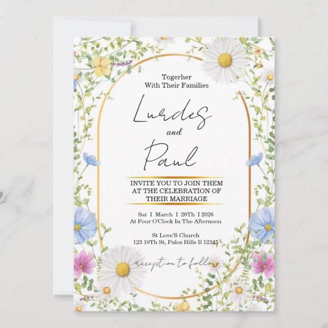  Wedding invitation Floral Daisy (Devant)