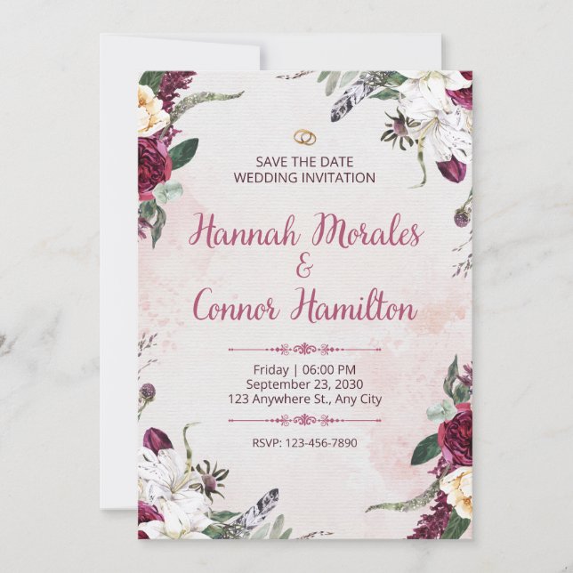 Wedding Invitation Minimal Elegant White Design (Devant)