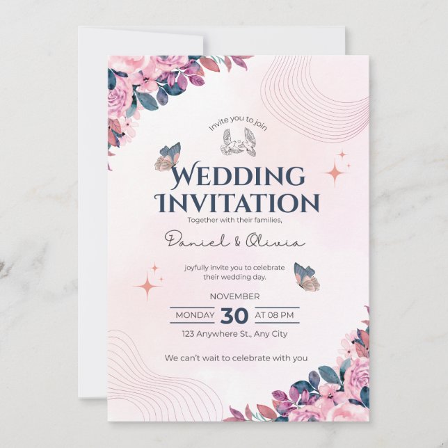 Wedding Invitation Modern Typography Minimal (Devant)