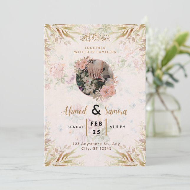 Wedding Invitation Simple Elegant Script Design (Debout devant)