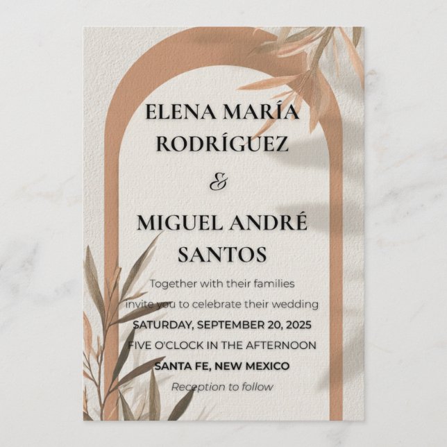 Wedding Invitation Terracotta Arch Olive Branch (Devant)
