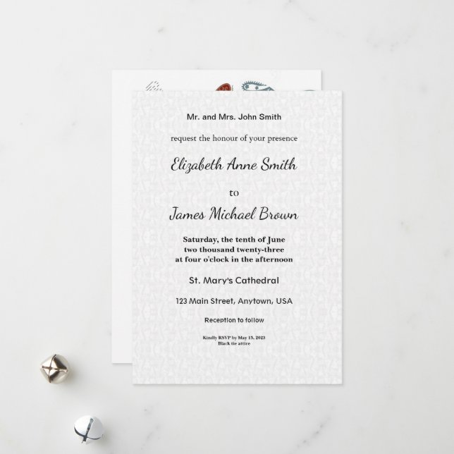 Wedding Invitations | Elegant Floral Dragon Design (Devant/Arrière en situation)