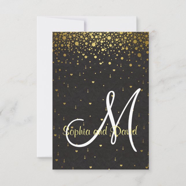 Wedding Invitations | Gold Glam Confetti RSVP (Devant)