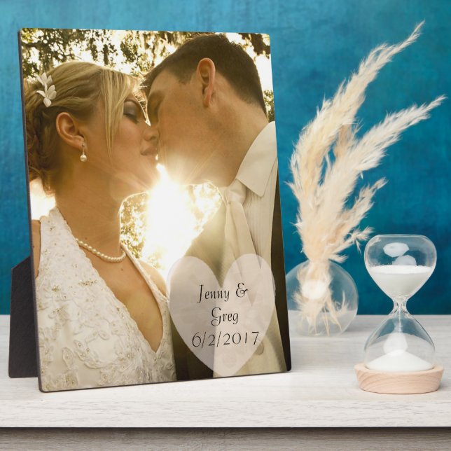 Wedding Photo Plaque with Heart & Wedding Date (Côté)