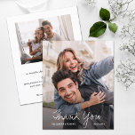 Wedding Photo Thank You Cards<br><div class="desc">Small 4.5" x 5.6" affordable paper features your photo, the words Thank You, your names and wedding date in chic lettering with your thank you note on the back. 110 lb paper and your choice of 3 sizes. **WHITE ENVELOPES ARE OPTIONAL ON THE ORDER PAGE. Be sure to double-check your...</div>