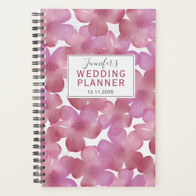 Wedding planner Boho rose et rouge à motifs florau (Devant)