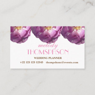 Wedding planner, cartes de visite élégants de rose
