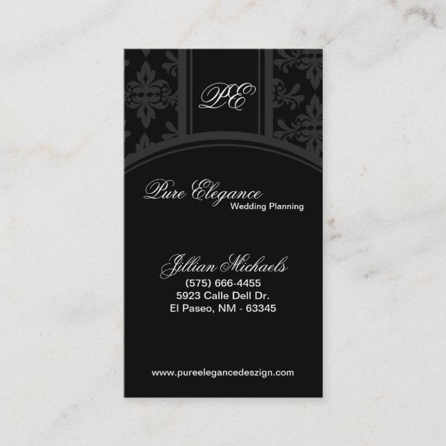 Wedding planner Damask Filigree Carte de visite (Devant)